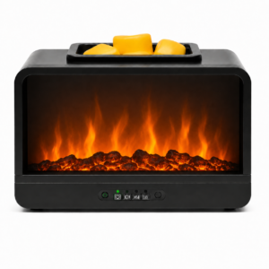 Electric wax warmer with realistic fireplace flame effect